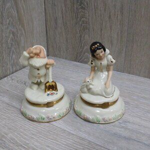 Lot of 2 Lenox Disney Treasure Box Snow White; Sneezy Trinket Porcelain NO CHARM